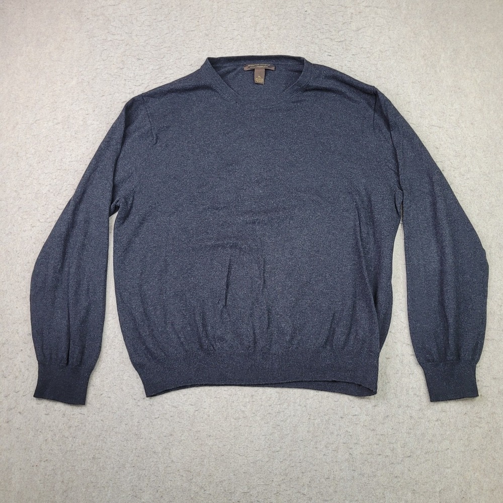 Sebastian Cooper Mens XL Sweater Cotton Cashmere Blend Gray Knit Pullover Crew‎